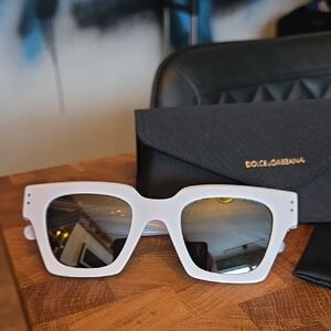 Dolce Gabbana White Mirror Sunglasses
